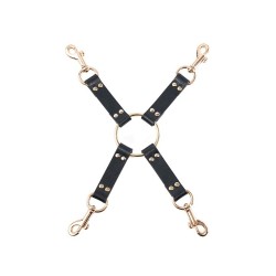 GP Premium Set Hogtie - Manette polso e caviglia nero e oro - con moschettone