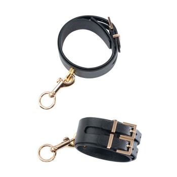 GP Premium Set Hogtie - Menottes poignet et cheville Noir et or - avec mousqueton 2