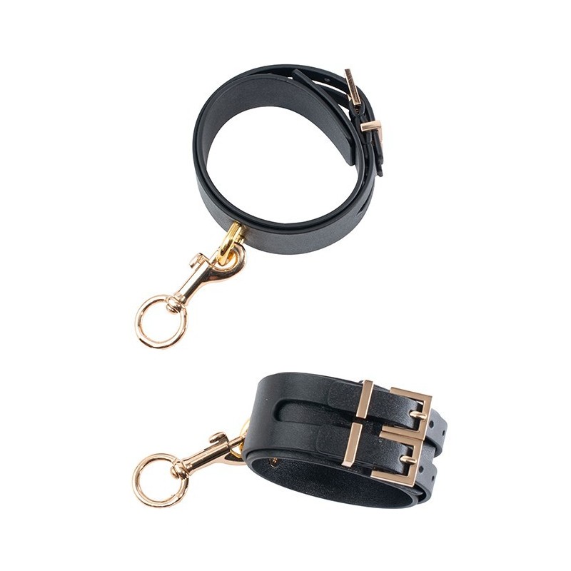 GP Premium Set Hogtie - Manette polso e caviglia nero e oro - con moschettone