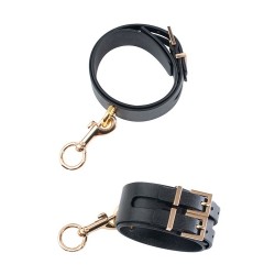 GP Premium Set Hogtie - Pulso e tornozelo algemas Preto e dourado - com carabina