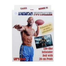 Black American Footballer Puppe - bedrucktes Gesicht - Penis 20cm