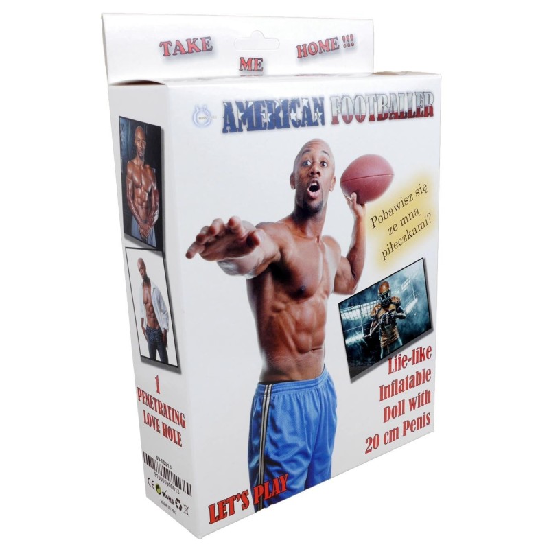 Bambola nera da calciatore americano - viso stampato - pene 20cm