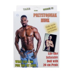 Boneca Black Hunk - rosto impresso - pênis 20cm