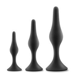 LUXE BEGINNER ANAL PLUG KIT BLACK- 3 sizes - silicone