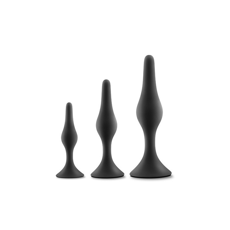 LUXE INICIANTE KIT DE FICHA ANAL PRETO- 3 tamanhos - silicone