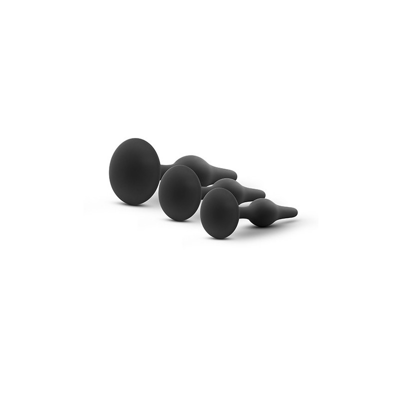 LUXE BEGINNER ANAL PLUG KIT BLACK- 3 sizes - silicone