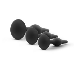 LUXE BEGINNER ANAL PLUG KIT BLACK- 3 sizes - silicone
