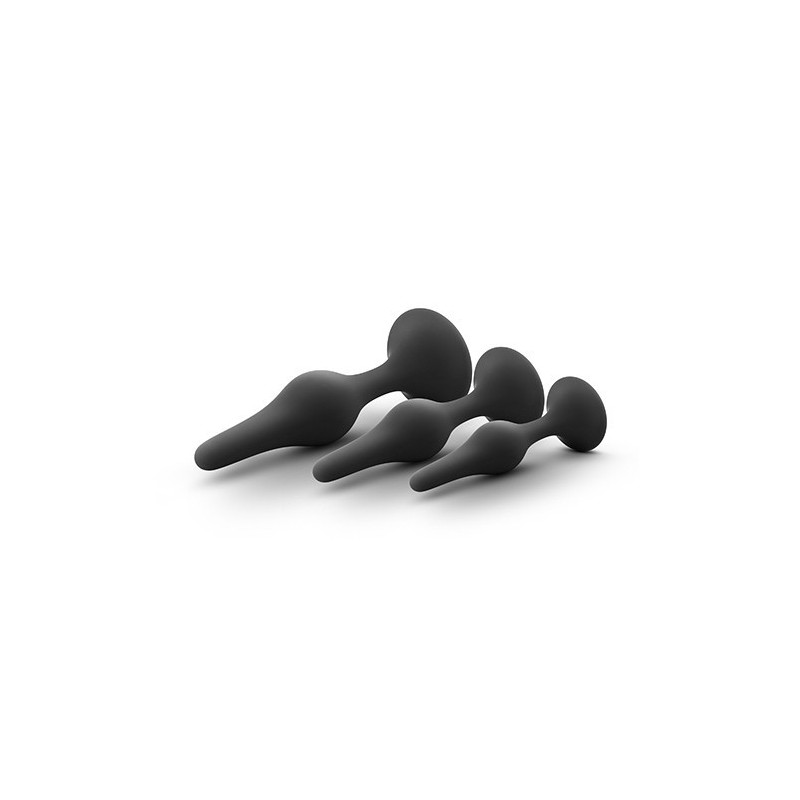 LUXE BEGINNER ANAL PLUG KIT BLACK- 3 sizes - silicone