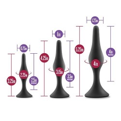 LUXE BEGINNER ANAL PLUG KIT NOIR- 3 tailles - silicone
