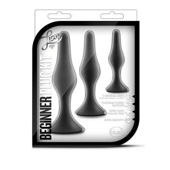 LUXE BEGINNER ANAL PLUG KIT BLACK- 3 sizes - silicone 2