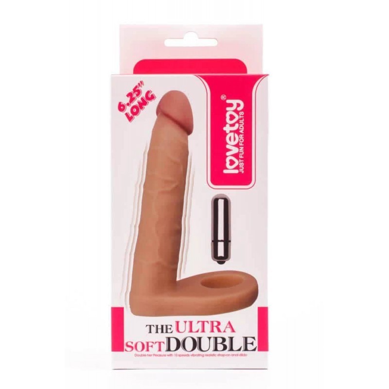Anello dildo con vibrazione Ultra Soft Double 15,8x2,9cm