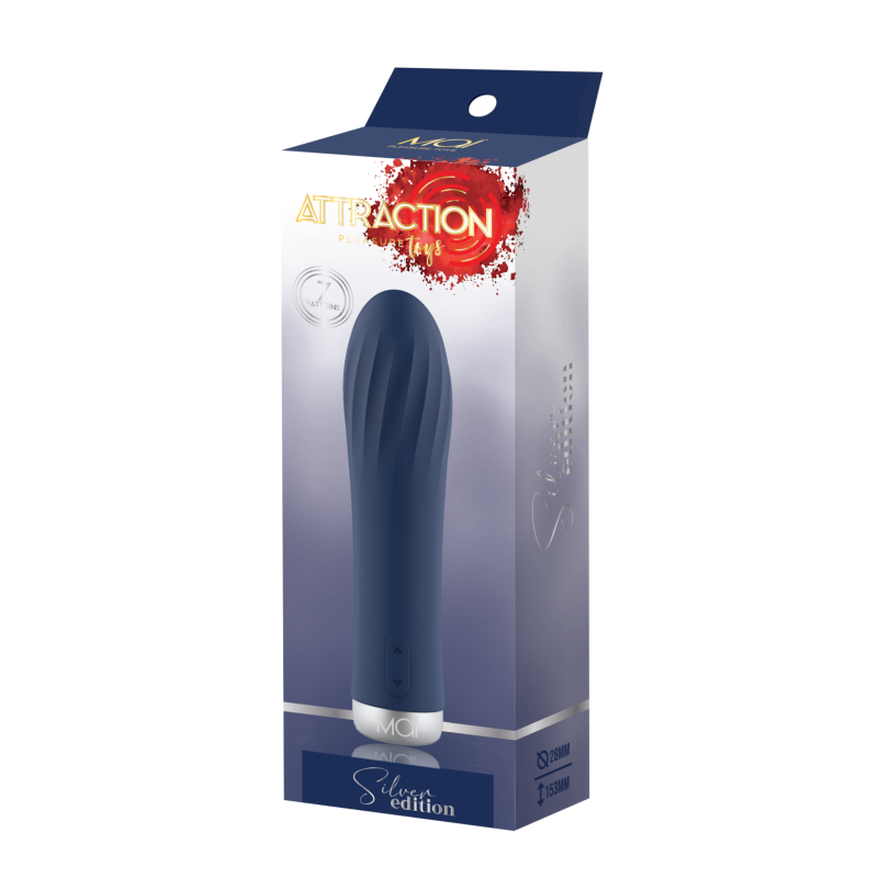 Wiederaufladbarer Spiralvibrator 7 Modi 15,3x2,8 cm Attraction Silver Edition