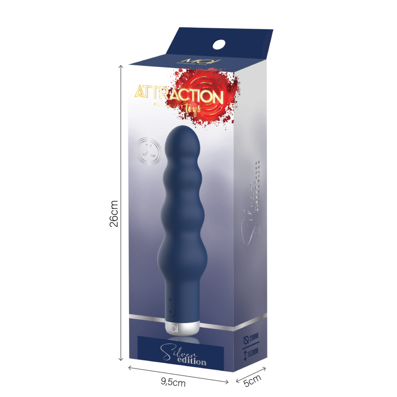Vibromasseur Bubbles Rechargeable 7 modes 16.6x4 cm Attraction Silver Edition