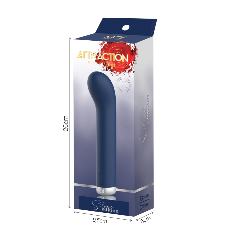 G-Spot Rechargeable Vibrator 7 Modes 16.6x2 cm Attraction Silver Edition