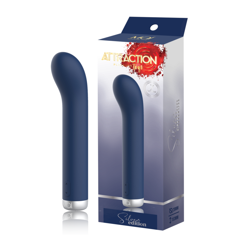 G-Spot Rechargeable Vibrator 7 Modes 16.6x2 cm Attraction Silver Edition
