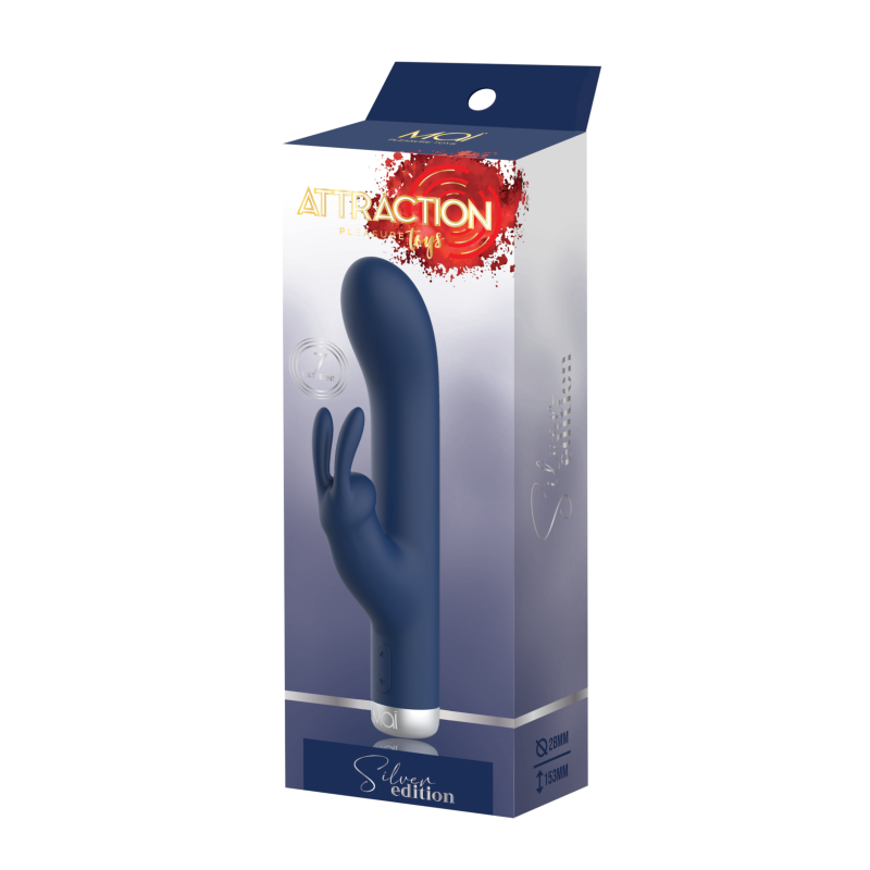 Vibrador Rabbit 2 motores Recargable 7 modos 16cm Attraction Silver Edition