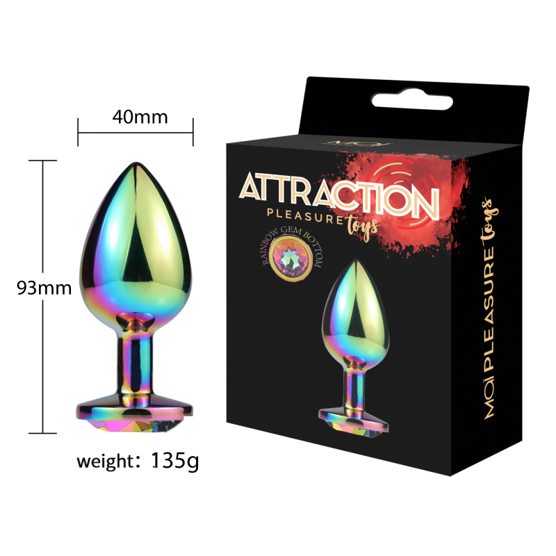 Rainbow Gem Bottom - Rainbow Aluminium Anal Jewel - Größe L - 9,3x4,0cm