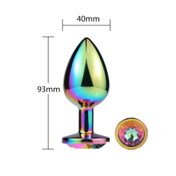 Fondo Rainbow Gem - Gioiello Anale In Alluminio Arcobaleno - Taglia L - 9,3x4,0cm