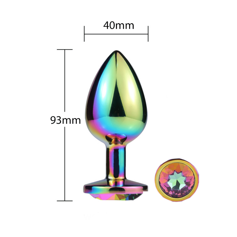 Rainbow Gem Bottom - Joya Anal Aluminio Rainbow - Talla L - 9,3x4,0cm