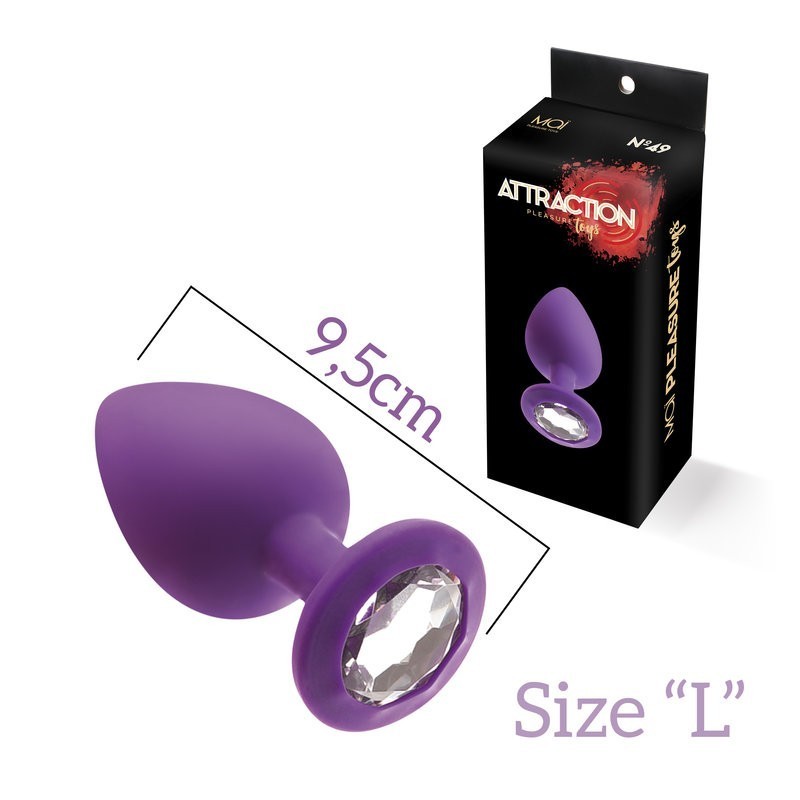 Anal Jewel Purple Silicone - Clear - Size L - 9,5x4cm