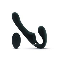Harness Avery Remote Control - Strapless 15cm Double Vibration Black Rechargeable 10 Modes Silicone