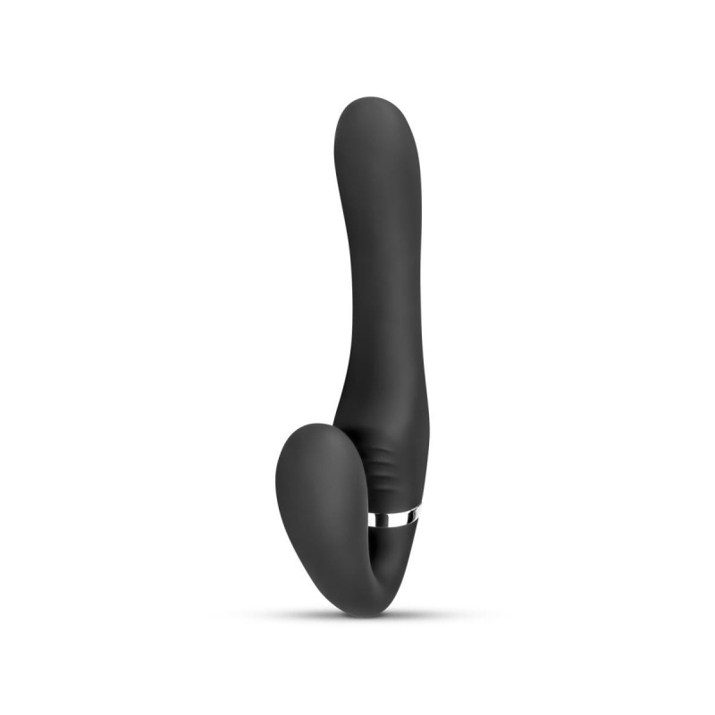 Harness Avery Remote Control - Strapless 15cm Double Vibration Black Rechargeable 10 Modes Silicone