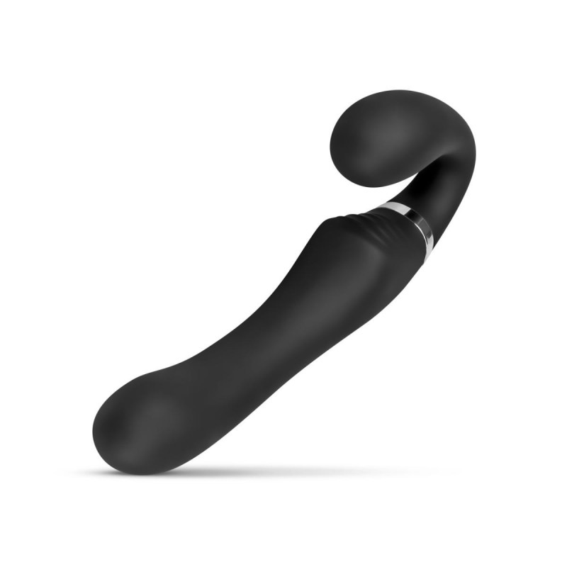 Arnés Avery Control Remoto - Strapless 15cm doble Vibración Negro Recargable 10 modos  Silicona