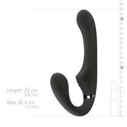 Arnés Avery Control Remoto - Strapless 15cm doble Vibración Negro Recargable 10 modos  Silicona