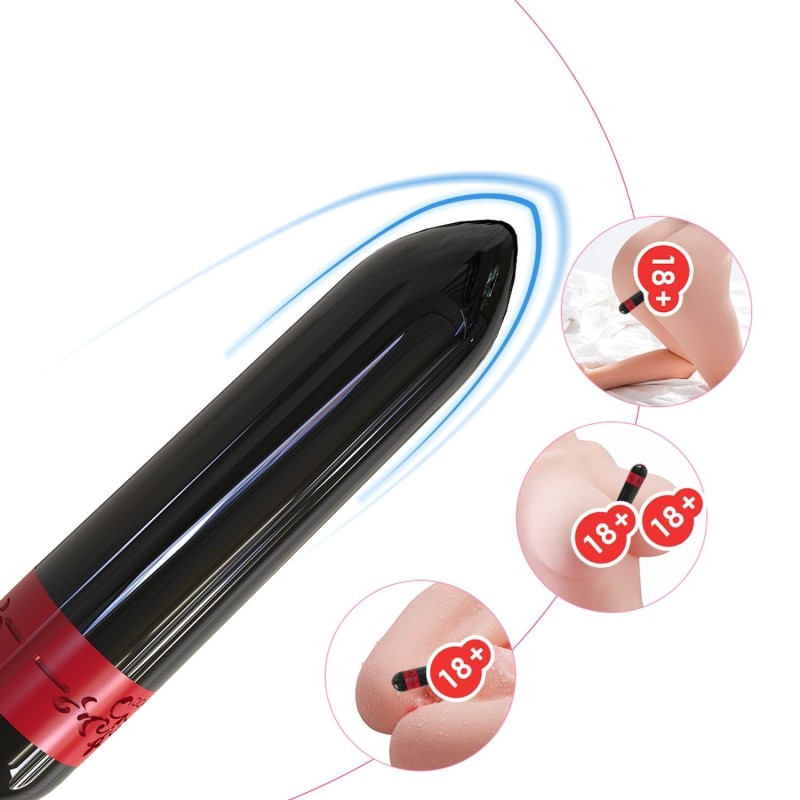 Vibrating Bullet Rocket Black Rechargeable 9 modes 9,4x2cm