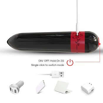 Vibrierende Bullet Rocket Black Wiederaufladbare 9 Modi 9,4x2cm 2