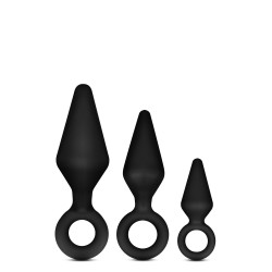 KIT BOUCLE ANAL PLUG NOIR - 3 tailles - silicone