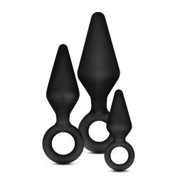 ANAL LOOP PLUG KIT NEGRO- 3 tamaños - silicona
