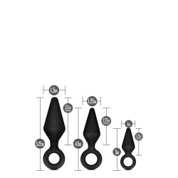 ANAL LOOP PLUG KIT PRETO- 3 tamanhos - silicone