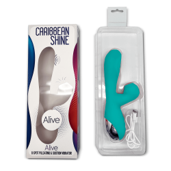 Caribbean Shine Blue Suctioner + Vibrator + Rechargeable Pushbutton