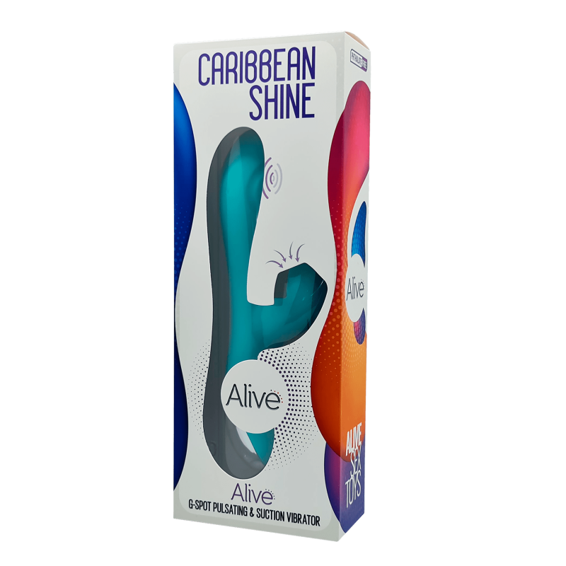 Caribbean Shine Blue Suctioner + Vibrator + Rechargeable Pushbutton