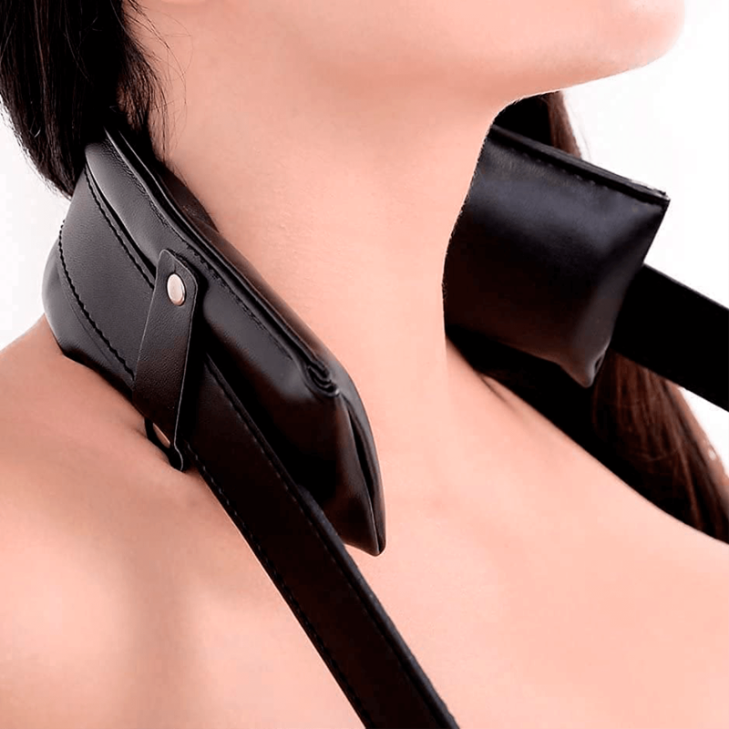 Supremacy Adjustable Neck-Leg Positioner BDSM Black