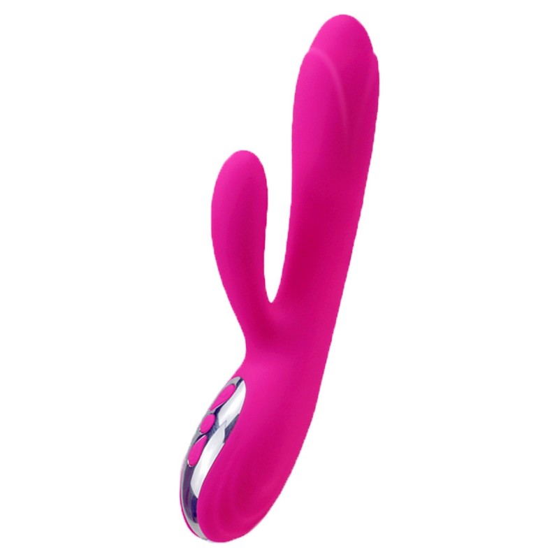 Double Fuchsia Vibrator with heat - Rechargeable 10 modes