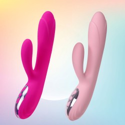 Double Vibromasseur Rose avec Chaleur - Rechargeable 10 modes