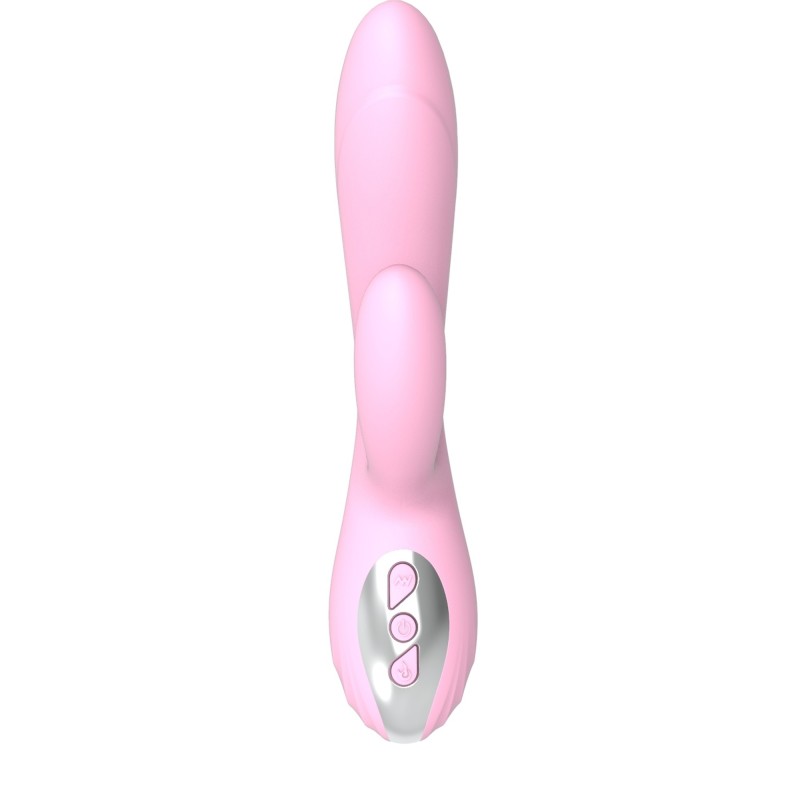 Vibrador rosa duplo com calor - 10 modos recarregáveis