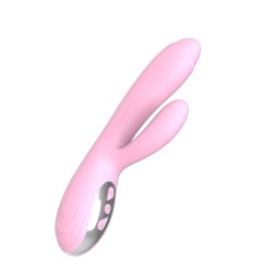 Double Pink Vibrator mit Wärme - Wiederaufladbare 10 Modi