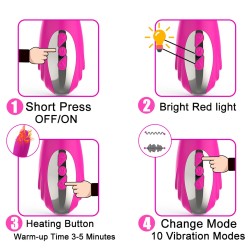Double Purple Vibrator with Heat - Rechargeable 10 modes
