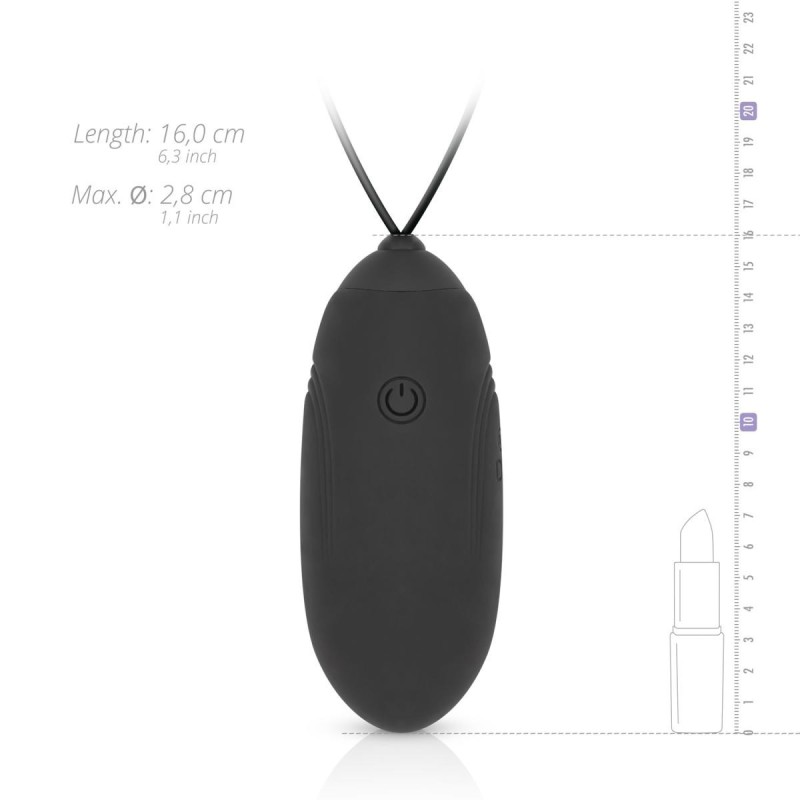 LUV EGG NEGRO Huevo Recargable Silicona 12 modos