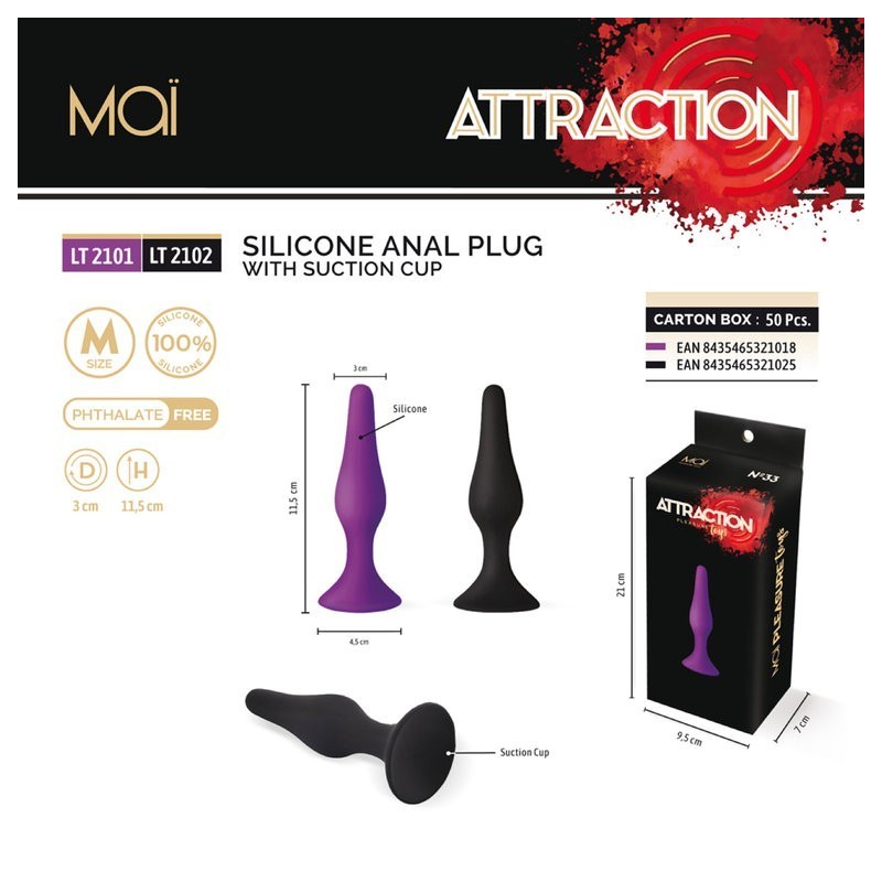 Plug Slim M Silicone Lilac 11,5x3cm