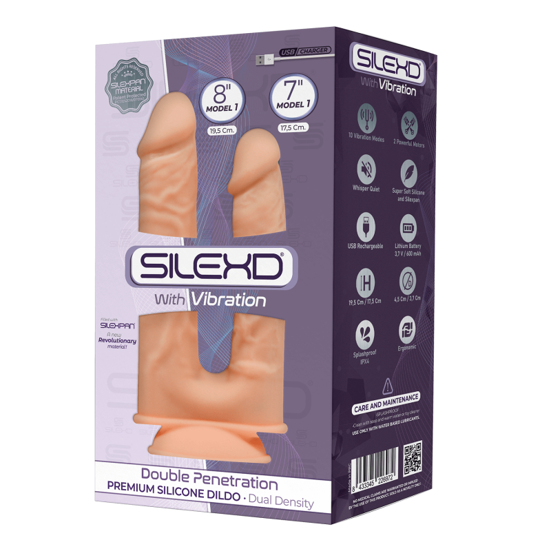 Double Pénétration Rechargeable 10 modes Flesh MODEL 1 7 et 8 pouces (17,5-19,5cm) - Boîte