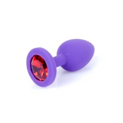 Bijoux Anaux en silicone violet - avec cristal rouge - Taille S