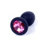 Anal Jewel Black Silicone - with Pink crystal - Size S