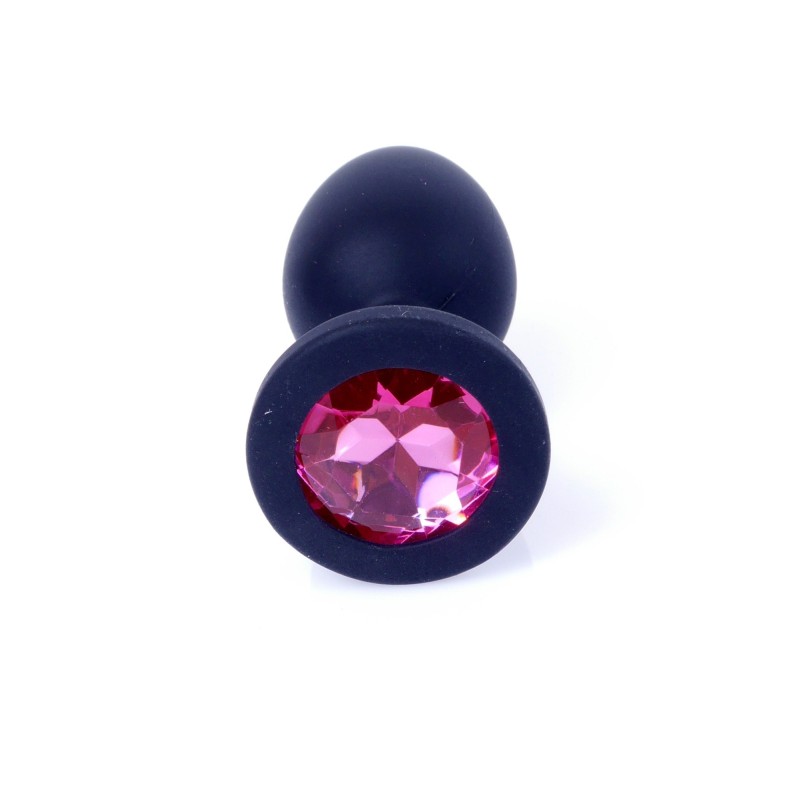 Anal Jewel Black Silicone - con cristallo Rosa - Taglia S