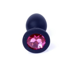 Anal Jewel Silicone Preto - com Cristal Rosa - Tamanho S