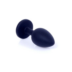 Anal Jewel Black Silicone - with Pink crystal - Size S