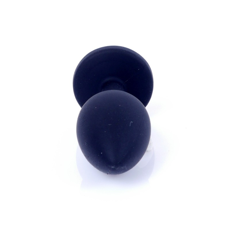 Anal Jewel Silicone Preto - com Cristal Rosa - Tamanho S